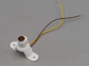Lampe douille E5 sur socle 2 pieds blancs