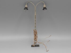 Lampadaire double électrique 13 cm gris, noir 12 volts