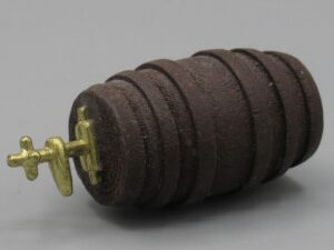 Tonneau marron foncé avec robinet - Maison de poupée