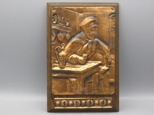 Support de clé mural cuivre sur bois - R. PERREE