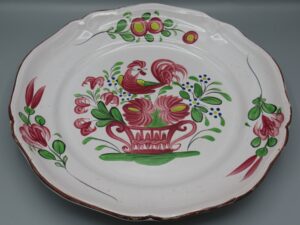 Assiette décorative Fleurs et coq - Aube France
