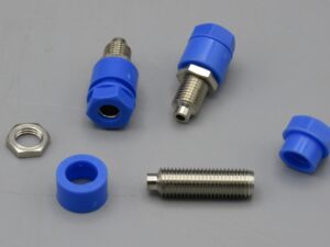 Composants : 3 embases bananes 4 mm bleues claires à souder