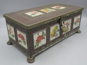 Coffret métal n°3 avec cadenas et clé - Bouquet d'or