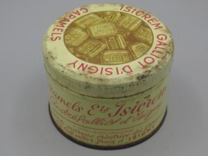 Boîte métal ronde Caramels Isicrem Galliot d'Isigny