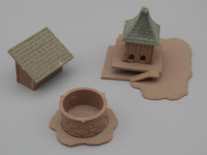 Abris pour canards, puits, cabanon - Echelle H0