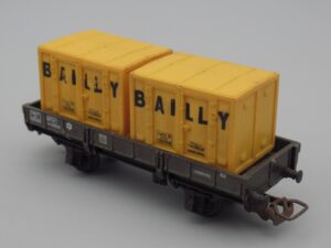 Wagon plat avec conteneurs BAILLY marron foncé- Jouef