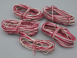 5 bobines de fils électrique rigide 2 x 0.20 mm2 - Rouge / Blanc
