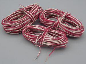3 bobines de fils électrique rigide 2 x 0.20 mm2 - Rouge / Blanc