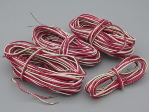 4 bobines de fils électrique rigide 2 x 0.20 mm2 - Rouge / Blanc