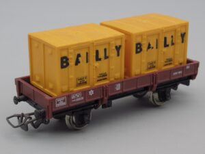 Wagon plat conteneurs BAILLY marron clair - Jouef