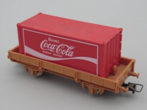 Wagon plat conteneur Buvez Coca-Cola