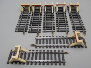 7 rails Heurtoir 10.1 cm rouge/blanc jaunie - Jouef