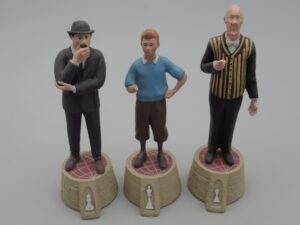Jeu d'échec Tintin - 3 pièces Roi, Fou, Pion - Abimées