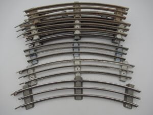 Système 3 rails - 10 courbes R=380 45° 3 traverses - JEP