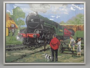 Peinture du train The flying Scotsman sous verre